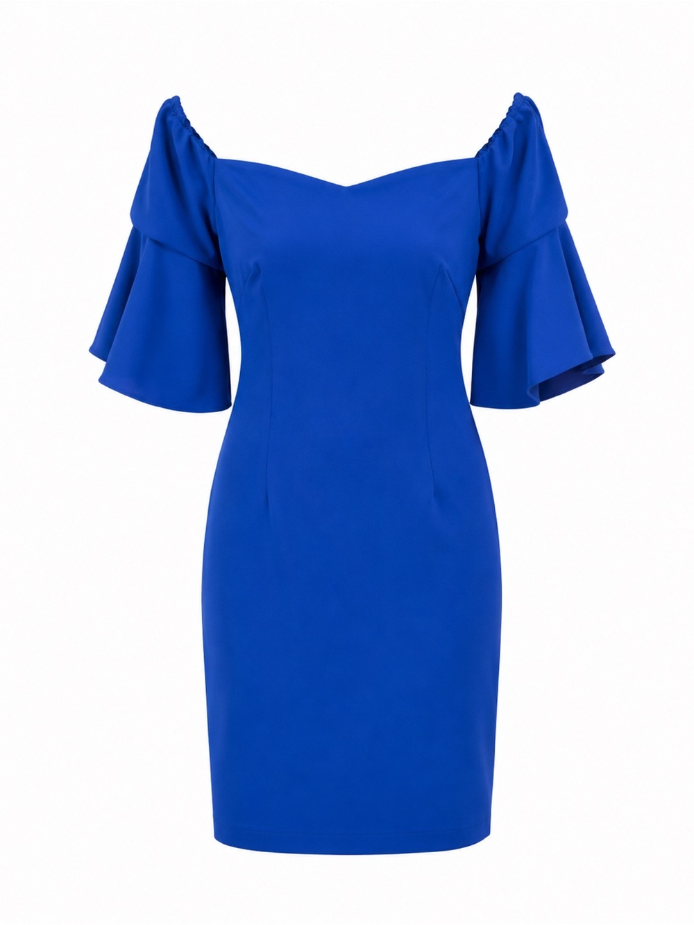 Laundry By Shelli Segal Off-Shoulder Cobalt Blue Sheath Dress, NWT, 10